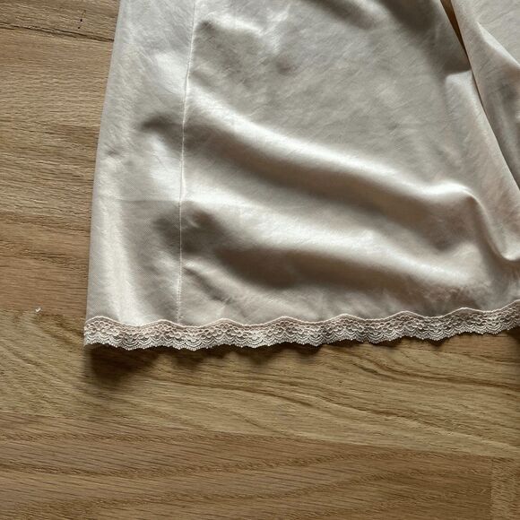 vtg 60s circle skirt half slip Hensen Kickernick beige nude undergarment retro L - Picture 3 of 6